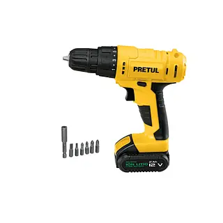 Taladro, Atornillador 3/8", 1 Batería, 12 V, Pretul